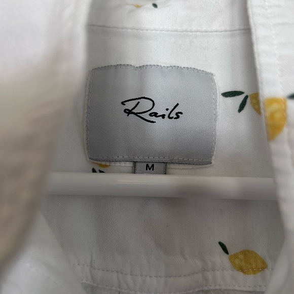 RAILS - Rosci Citron Lemon Print Rayon Button Front Shirt Medium - Picture 9 of 10
